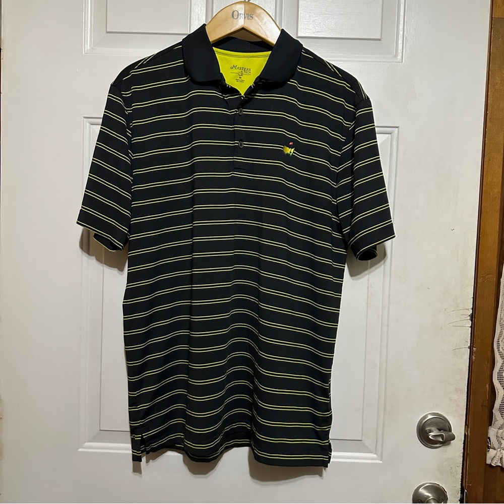 Masters Tech Short Sleeve Performance Golf Polo Shirt Men's Medium Black Augusta